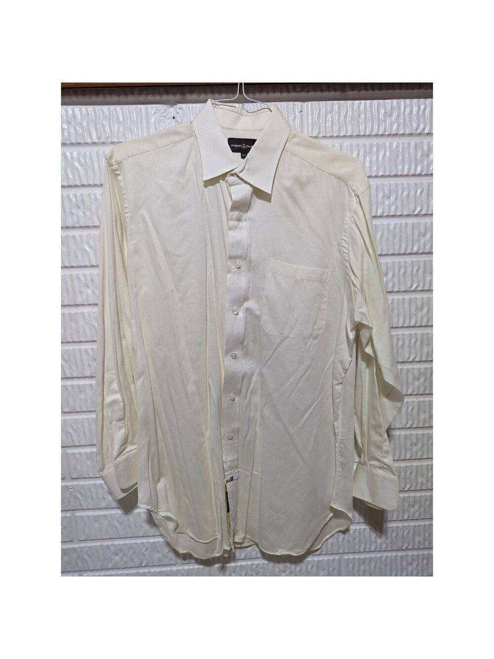 Robert Talbott Men's Cream Long-Sleeve Cotton Button-Down Shirt Size 16/35